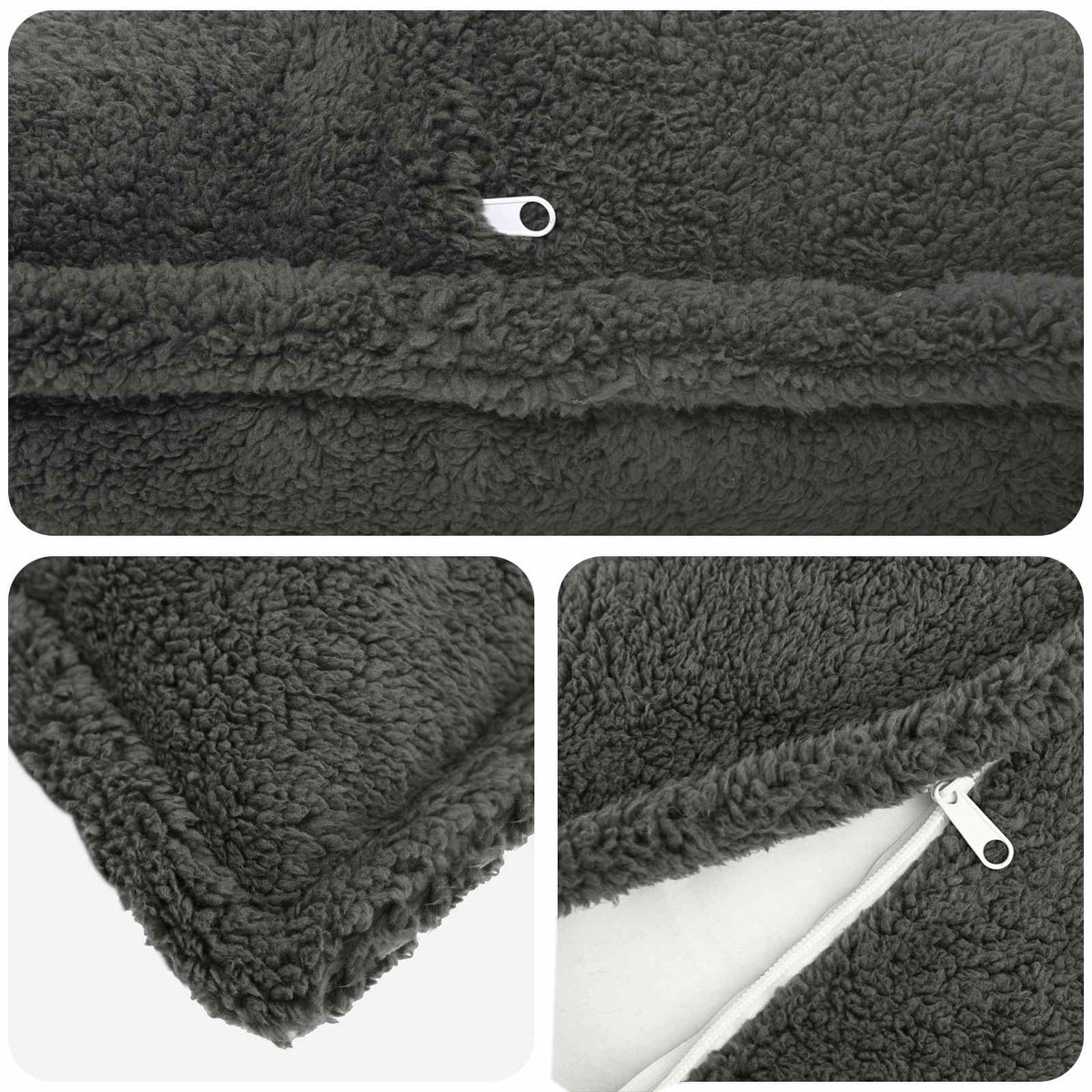 Cushion Cover 6 pcs HOUTEN Dark Grey 55 x 55 cm Bouclé