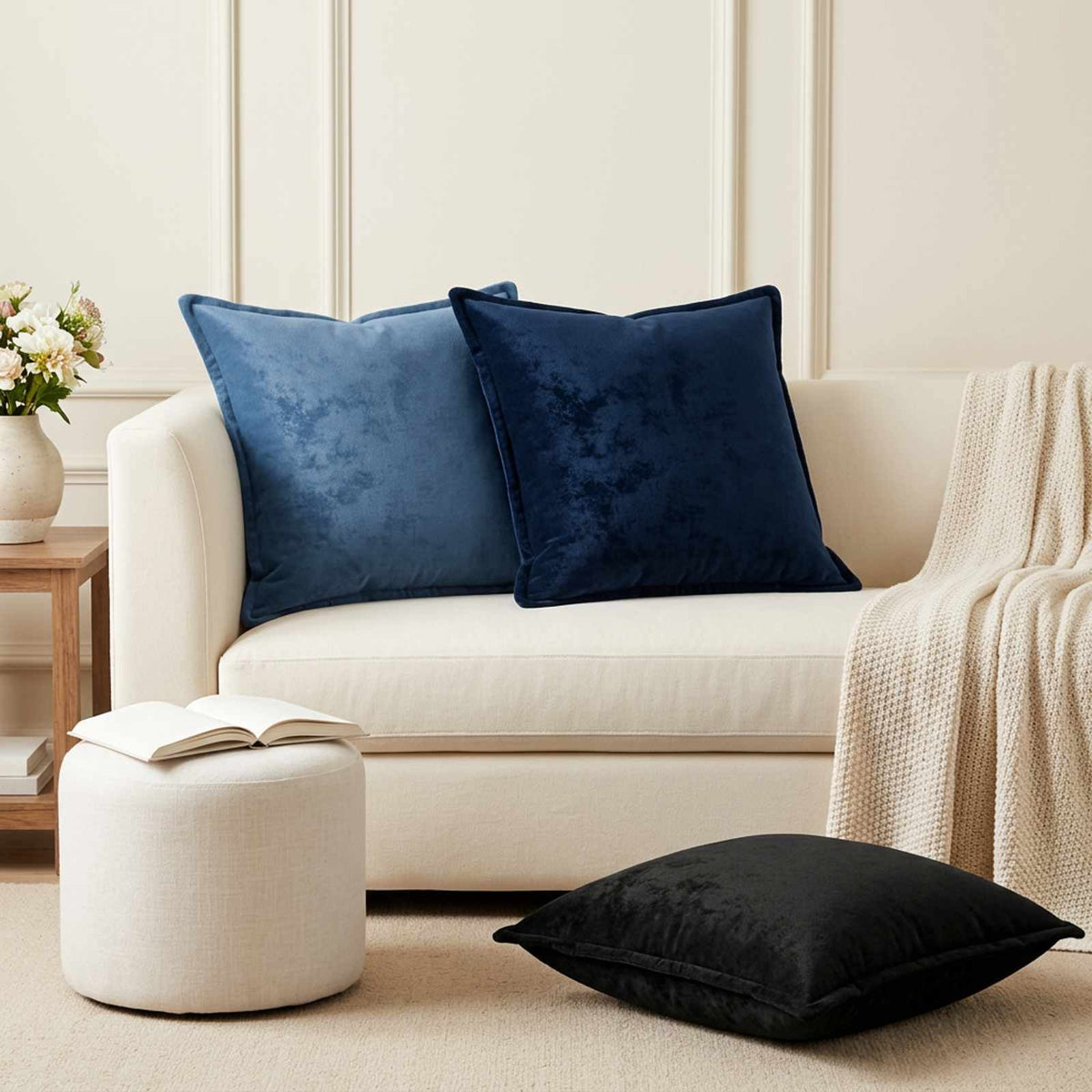 Cushion Cover 2 pcs HOUTEN Light Blue 55 x 55 cm Flannel