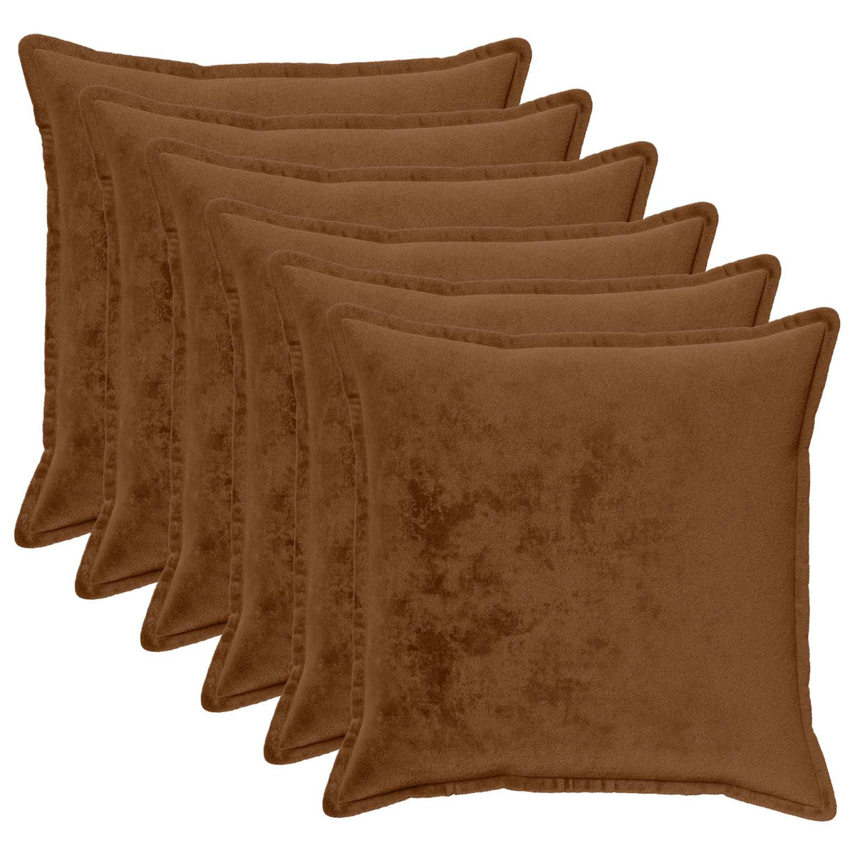 Cushion Cover 6 pcs HOUTEN Light Brown 55 x 55 cm Flannel