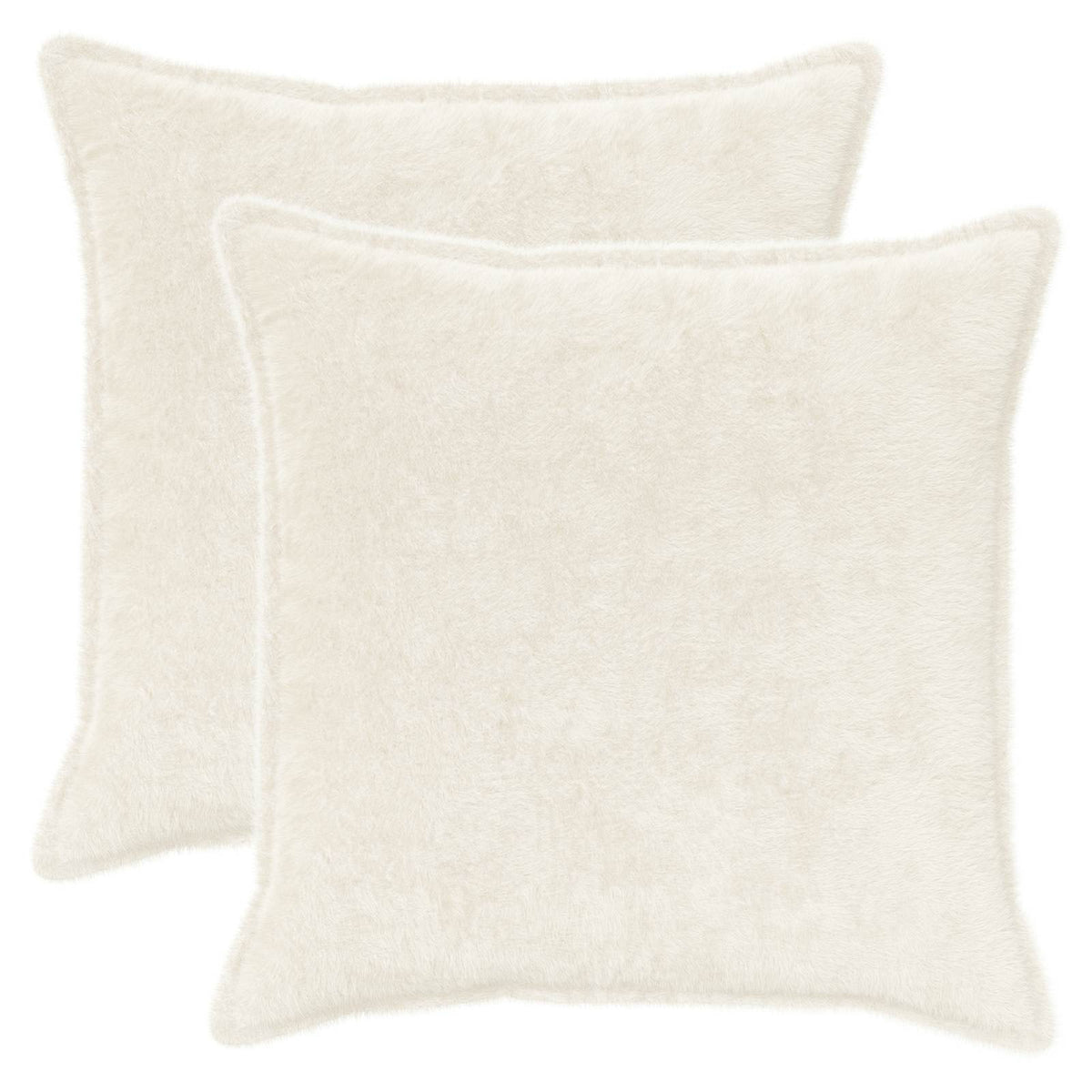 Cushion Cover 2 pcs HOUTEN White 55 x 55 cm Faux Rabbit Fur