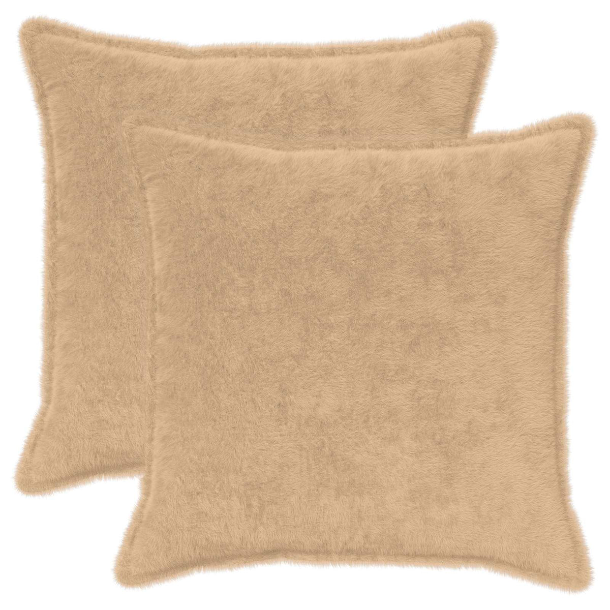 Cushion Cover 2 pcs HOUTEN Cream 55 x 55 cm Faux Rabbit Fur