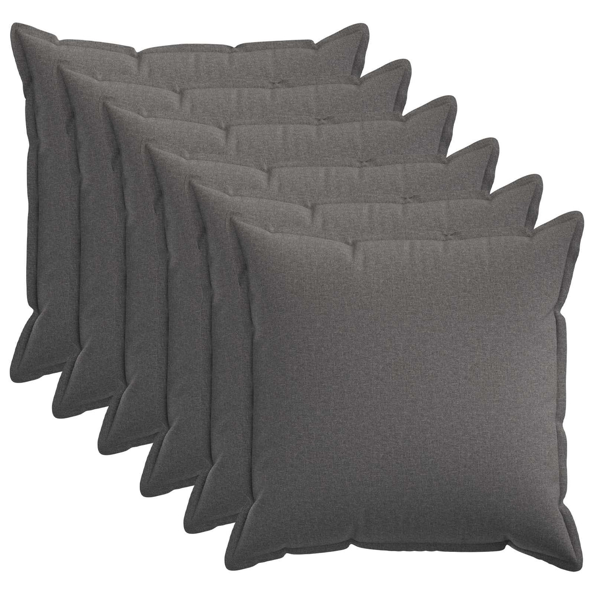 Cushion Cover 6 pcs HOUTEN Light Grey 60 x 60 cm Faux Linen