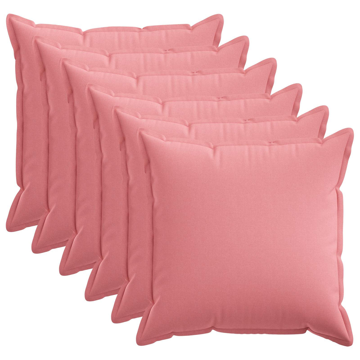 Cushion Cover 6 pcs HOUTEN Pink 60 x 60 cm Faux Linen