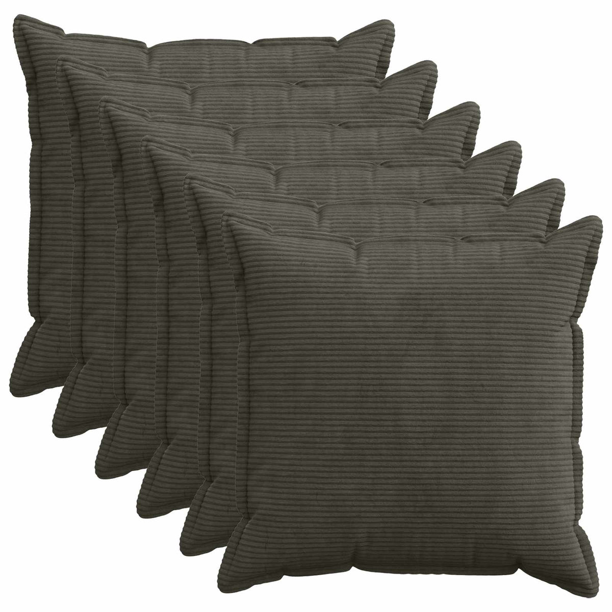 Cushion Cover 6 pcs HOUTEN Anthracite 60 x 60 cm Corduroy