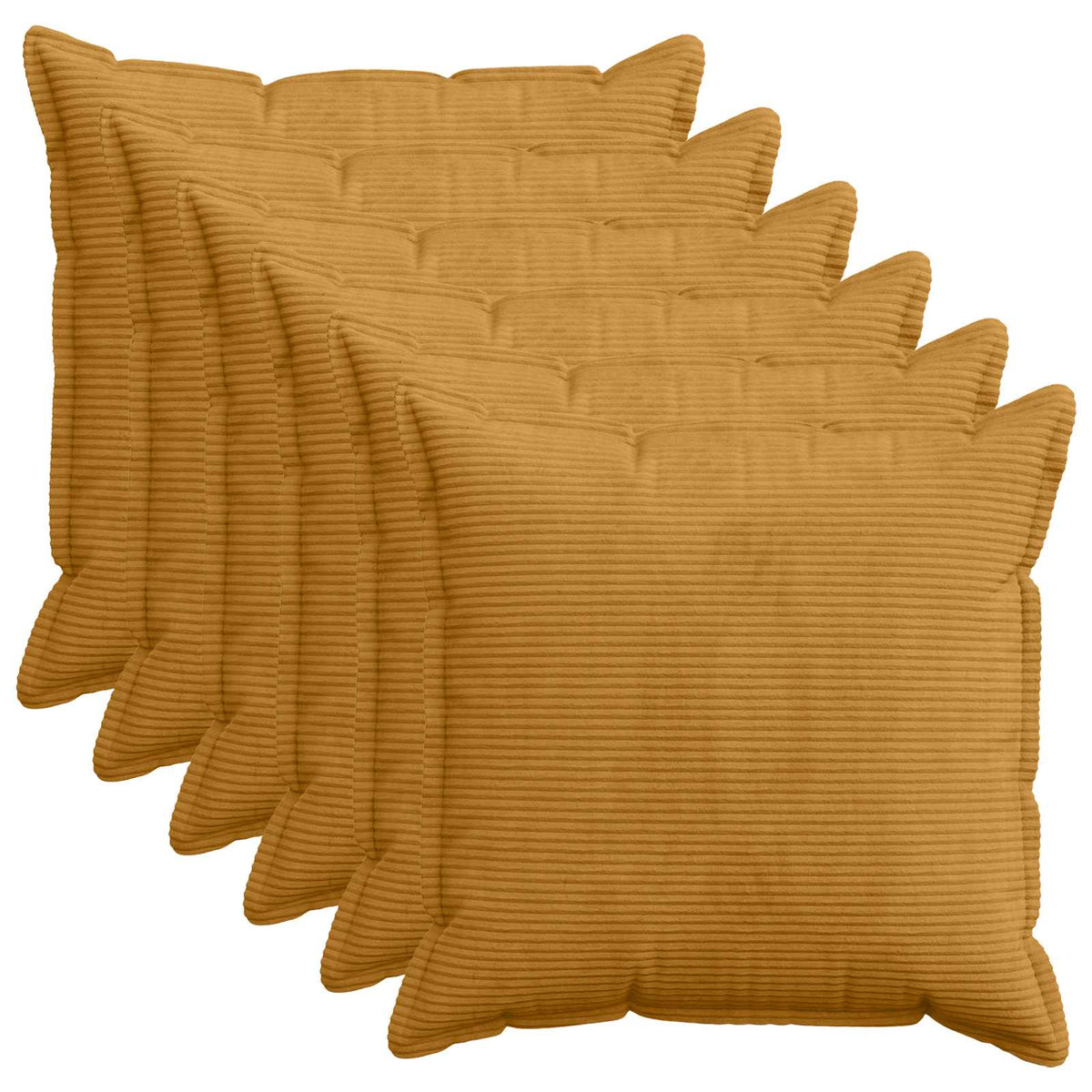 Cushion Cover 6 pcs HOUTEN Yellow 60 x 60 cm Corduroy