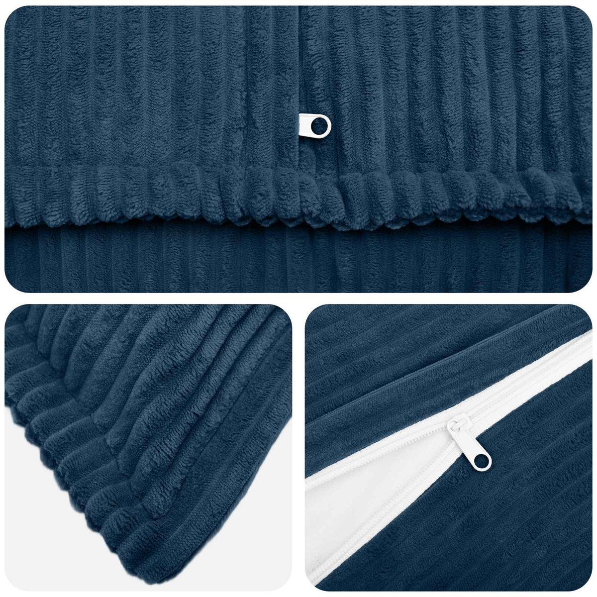 Cushion Cover 6 pcs HOUTEN Navy Blue 60 x 60 cm Corduroy