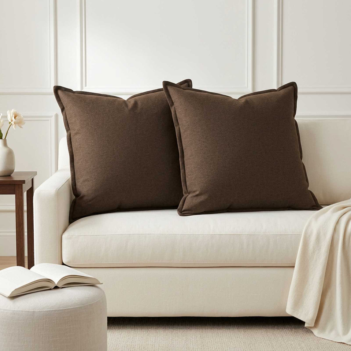 Cushion Cover 6 pcs HOUTEN Taupe 65 x 65 cm Faux Linen