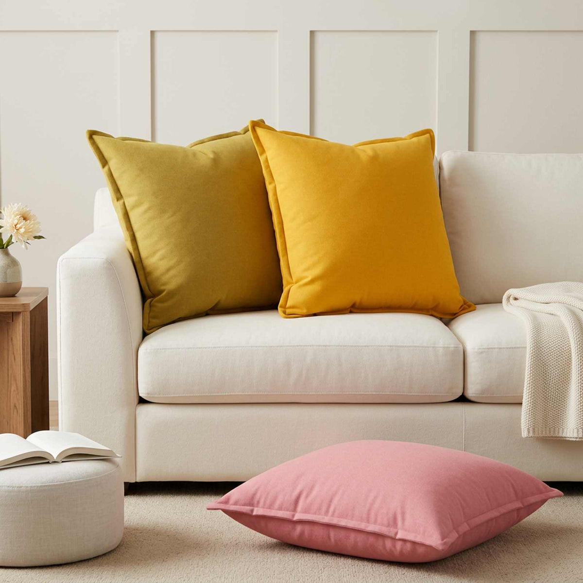 Throw Pillow 2 pcs HOUTEN Pink 80 x 80 cm Faux Linen