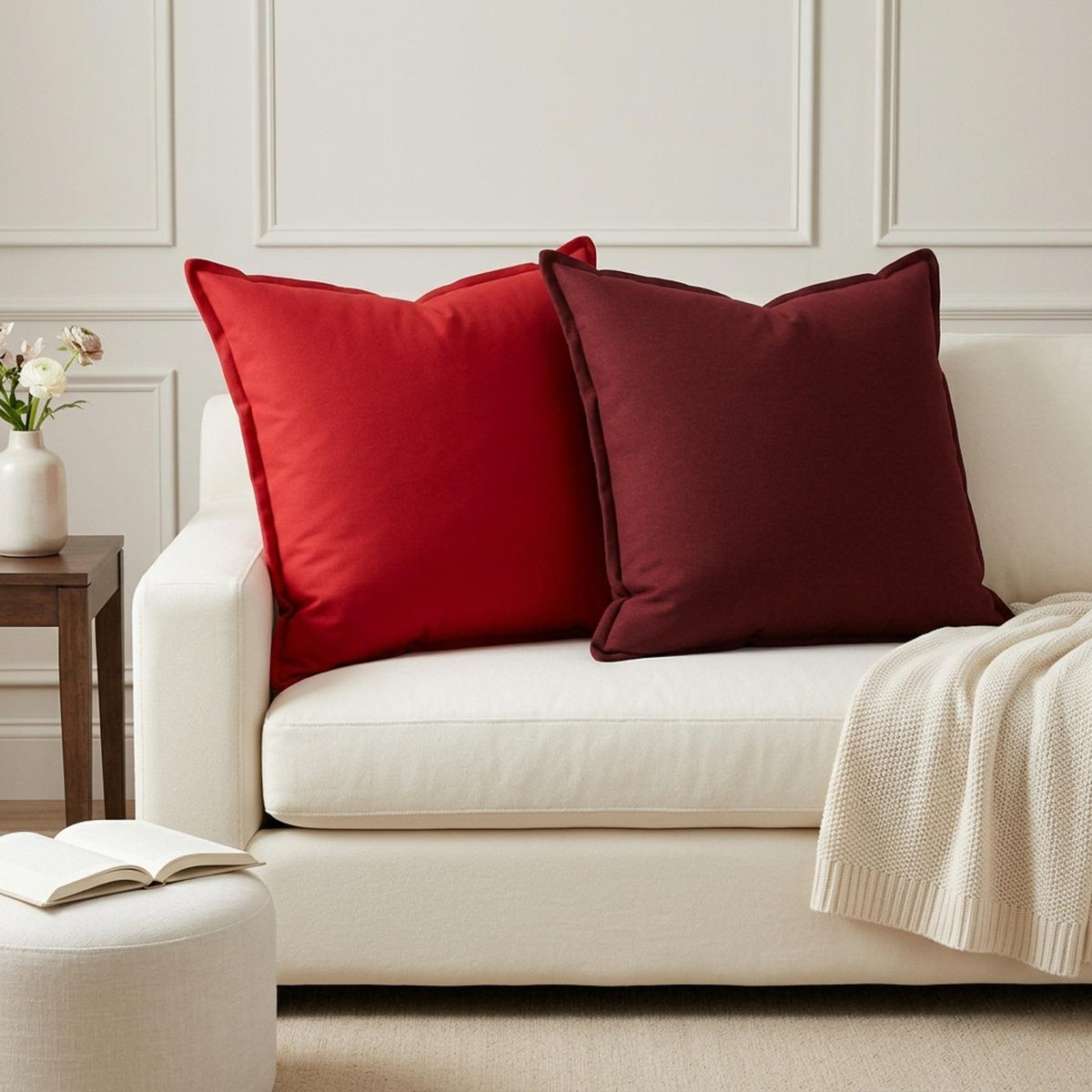 Throw Pillow 2 pcs HOUTEN Red 80 x 80 cm Faux Linen
