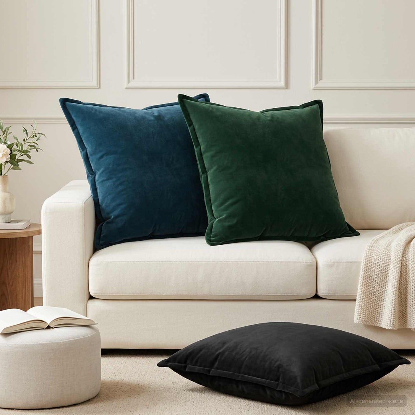 Cushion with Pillow HOUTEN 2 pcs Dark Green Velvet