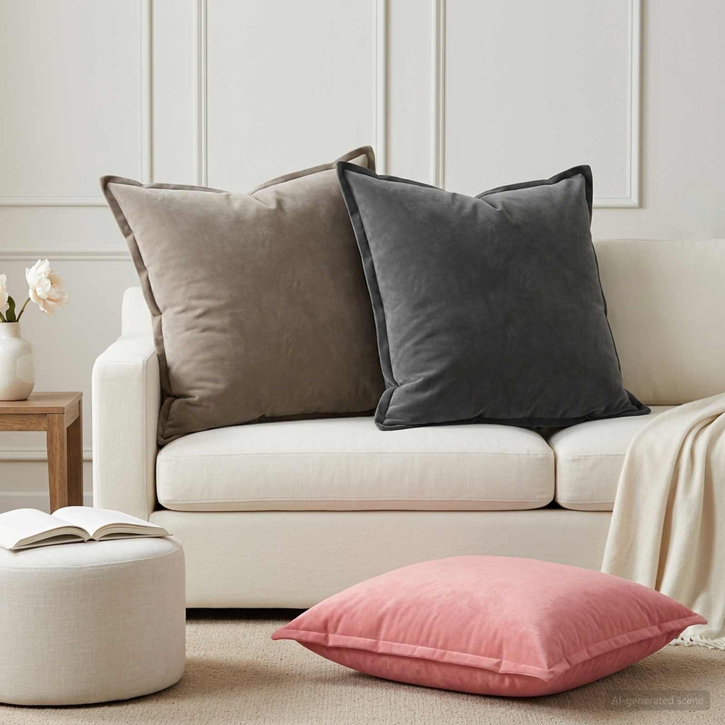 Cushion with Pillow HOUTEN 2 pcs Dark Grey Velvet