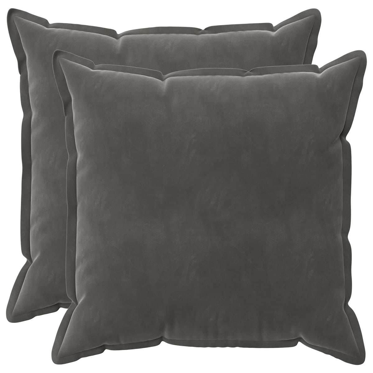 Cushion Cover 2 pcs HOUTEN Dark Grey 65 x 65 cm Velvet