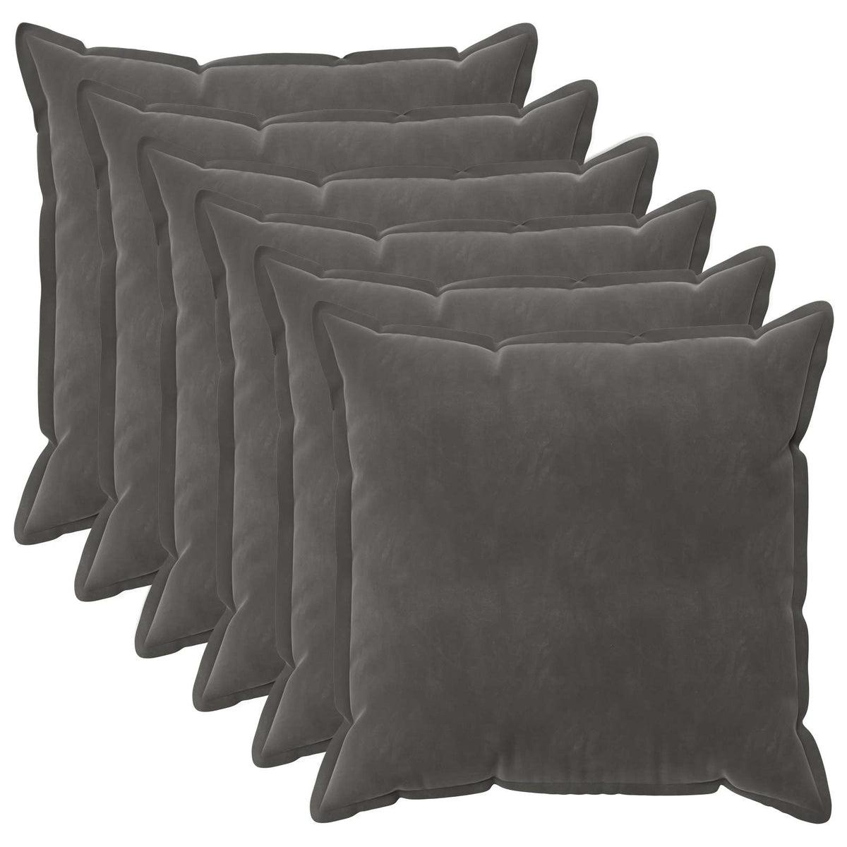 Cushion Cover 6 pcs HOUTEN Dark Grey 65 x 65 cm Velvet