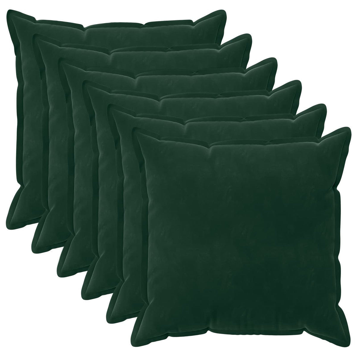 Cushion Cover 6 pcs HOUTEN Dark Green 65 x 65 cm Velvet