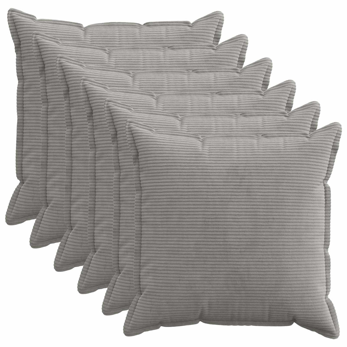 Cushion Cover 6 pcs HOUTEN Light Grey 65 x 65 cm Corduroy