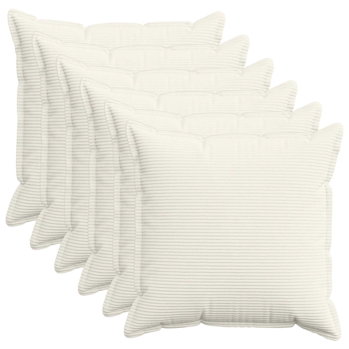 Cushion Cover 6 pcs HOUTEN Cream 65 x 65 cm Corduroy