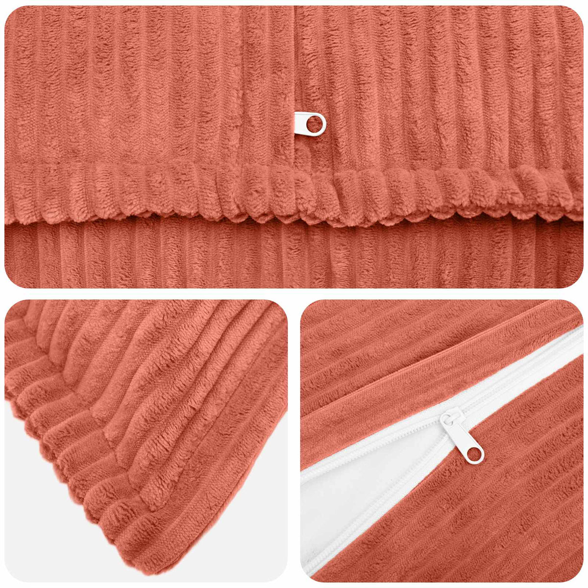 Cushion Cover 6 pcs HOUTEN Red Orange 65 x 65 cm Corduroy