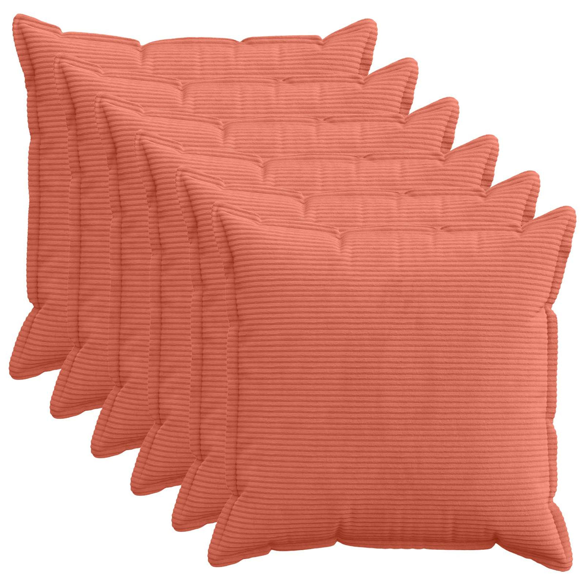 Cushion Cover 6 pcs HOUTEN Red Orange 65 x 65 cm Corduroy