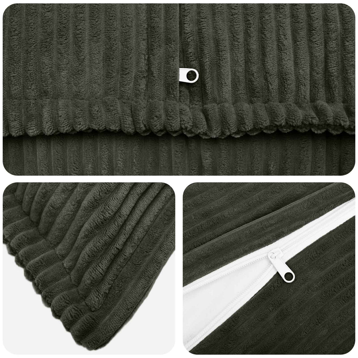Cushion Cover 6 pcs HOUTEN Anthracite 65 x 65 cm Corduroy