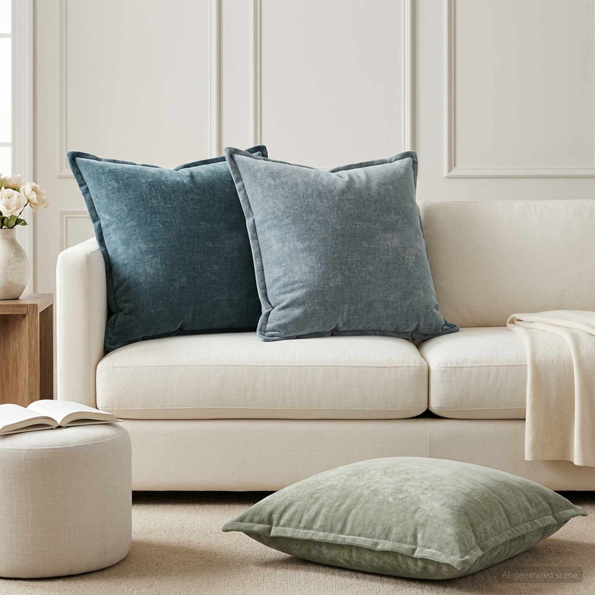 Cushion Cover 6 pcs HOUTEN Green 70 x 70 cm Chenille Fabric