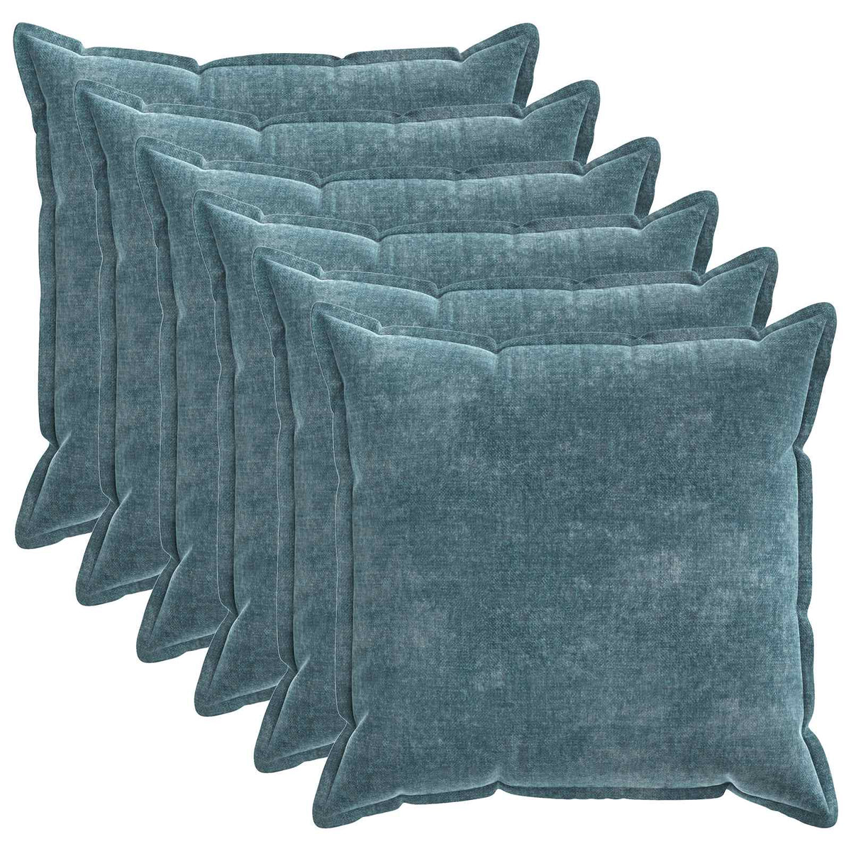 Cushion Cover 6 pcs HOUTEN Blue 65 x 65 cm Chenille Fabric