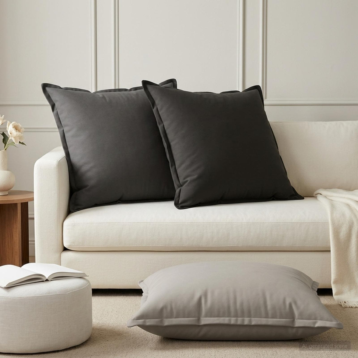 Cushion Cover 6 pcs HOUTEN Grey 70 x 70 cm Polyester