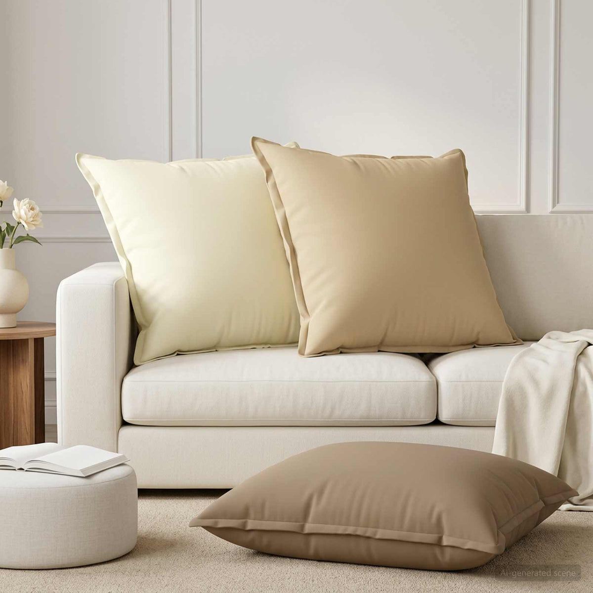 Cushion Cover 6 pcs HOUTEN Cream 80 x 80 cm Polyester