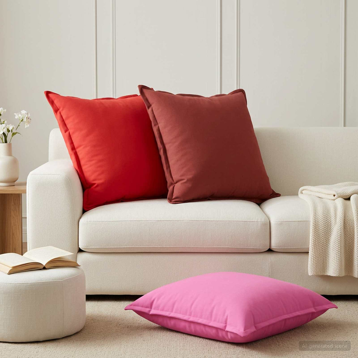 Cushion Cover 2 pcs HOUTEN Wine Red 70 x 70 cm Polyester