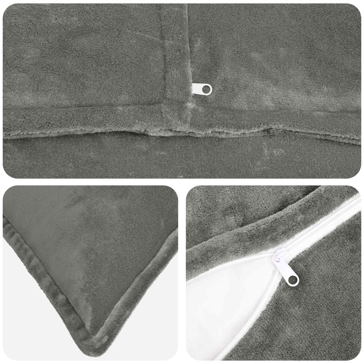 Cushion Cover 6 pcs HOUTEN Dark Grey 65 x 65 cm Flannel