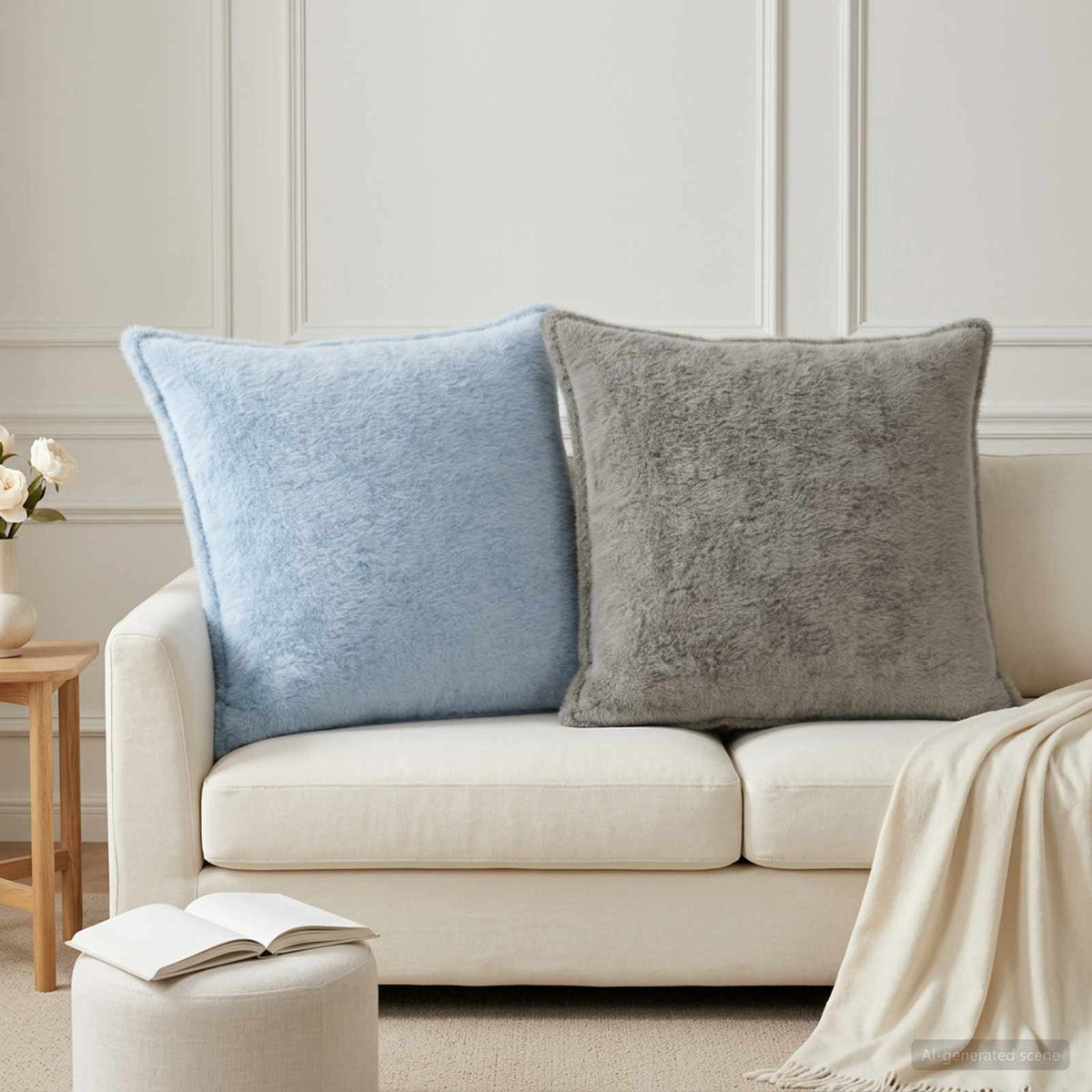 Cushion Cover 2 pcs HOUTEN Light Grey 70 x 70 cm