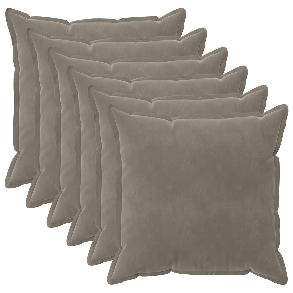 Cushion Cover 6 pcs HOUTEN Light Grey 70 x 70 cm Velvet