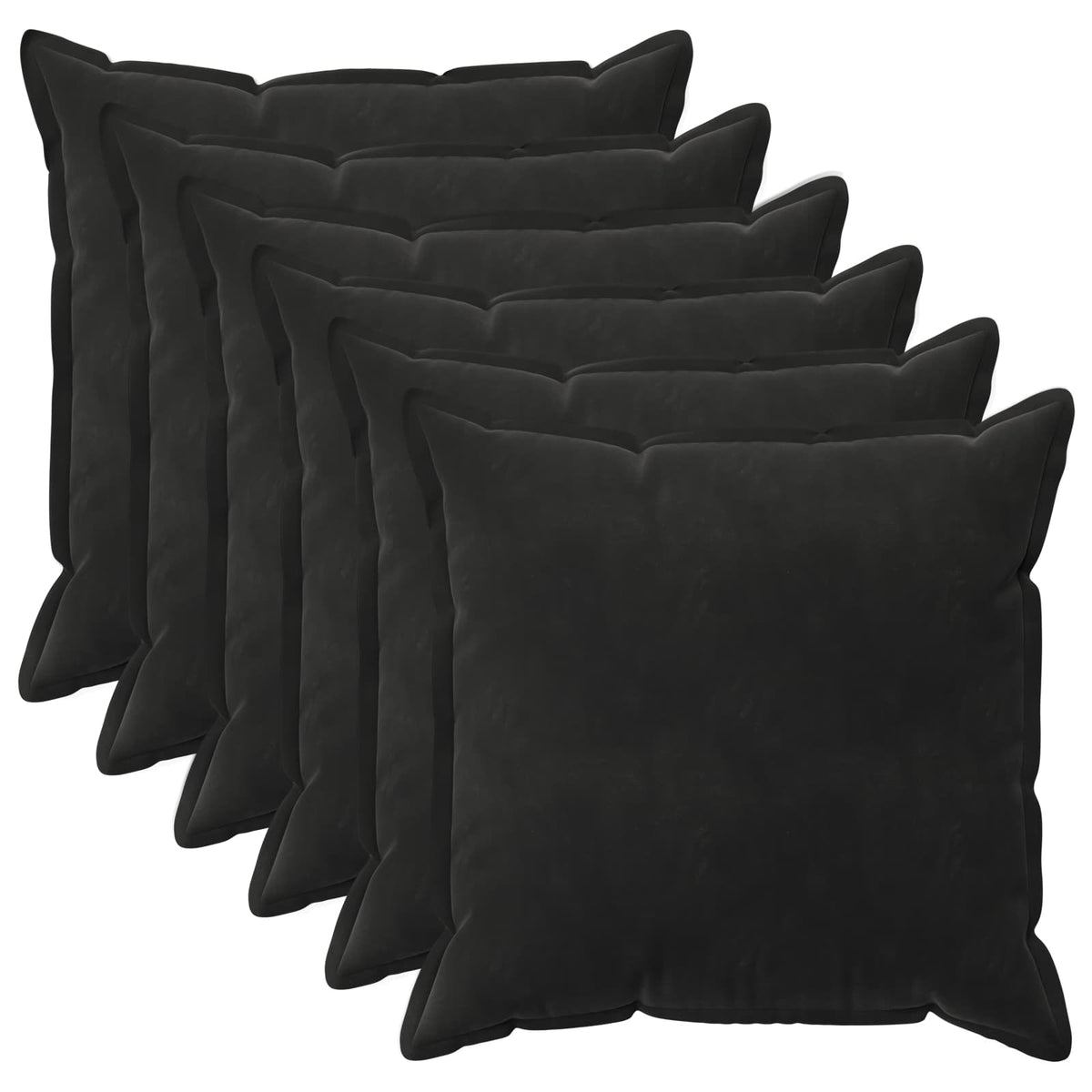 Cushion Cover 6 pcs HOUTEN Black 70 x 70 cm Velvet