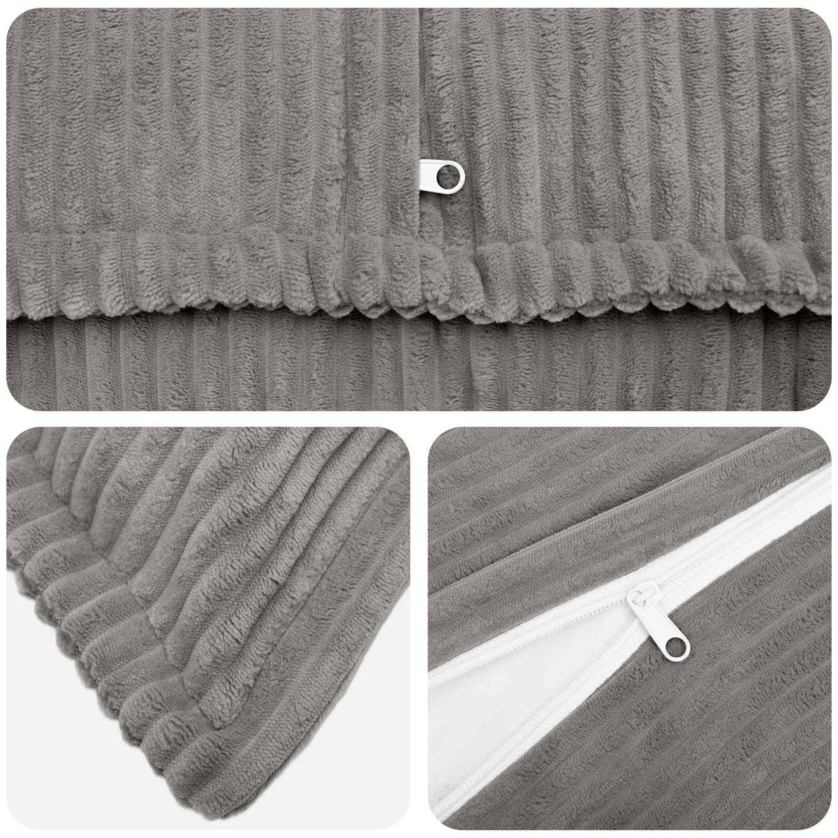 Cushion Cover 2 pcs HOUTEN Light Grey 70 x 70 cm Corduroy