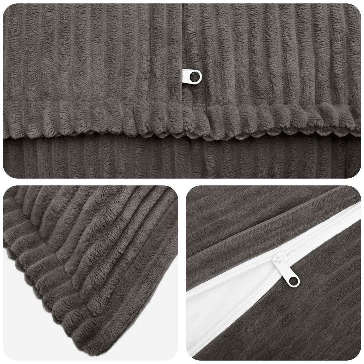 Cushion Cover 2 pcs HOUTEN Dark Grey 70 x 70 cm Corduroy