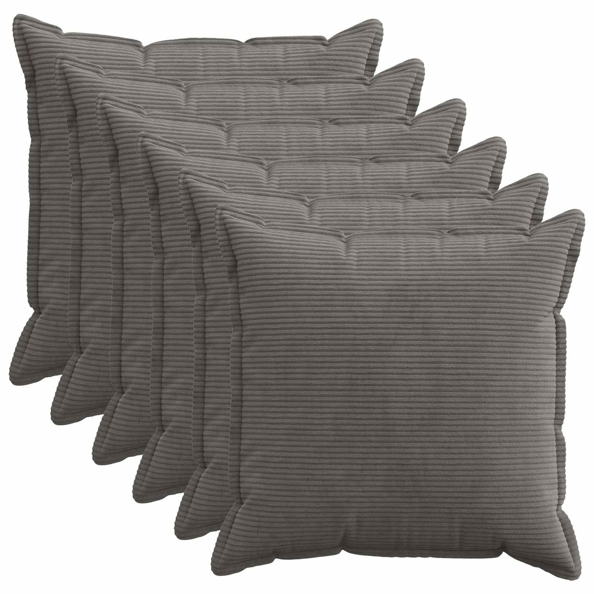 Cushion Cover 6 pcs HOUTEN Dark Grey 70 x 70 cm Corduroy