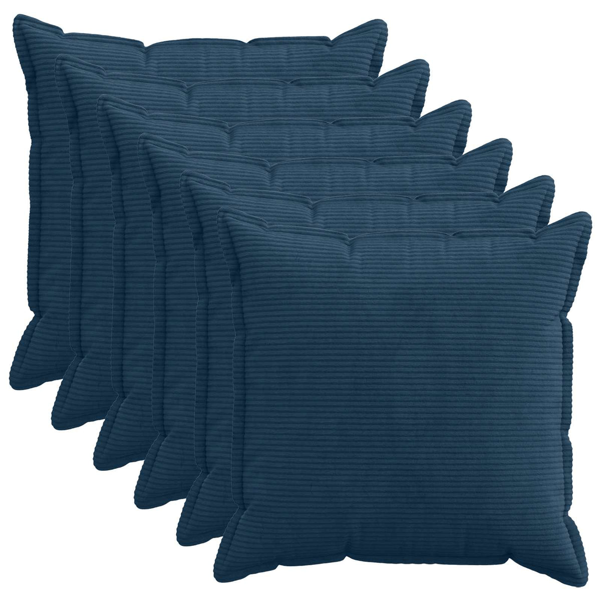 Cushion Cover 6 pcs HOUTEN Navy Blue 70 x 70 cm Corduroy