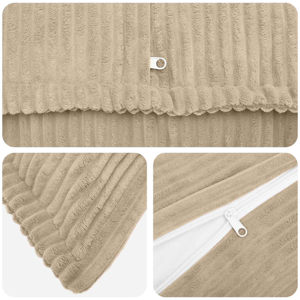 Cushion Cover 2 pcs HOUTEN Taupe 70 x 70 cm Corduroy