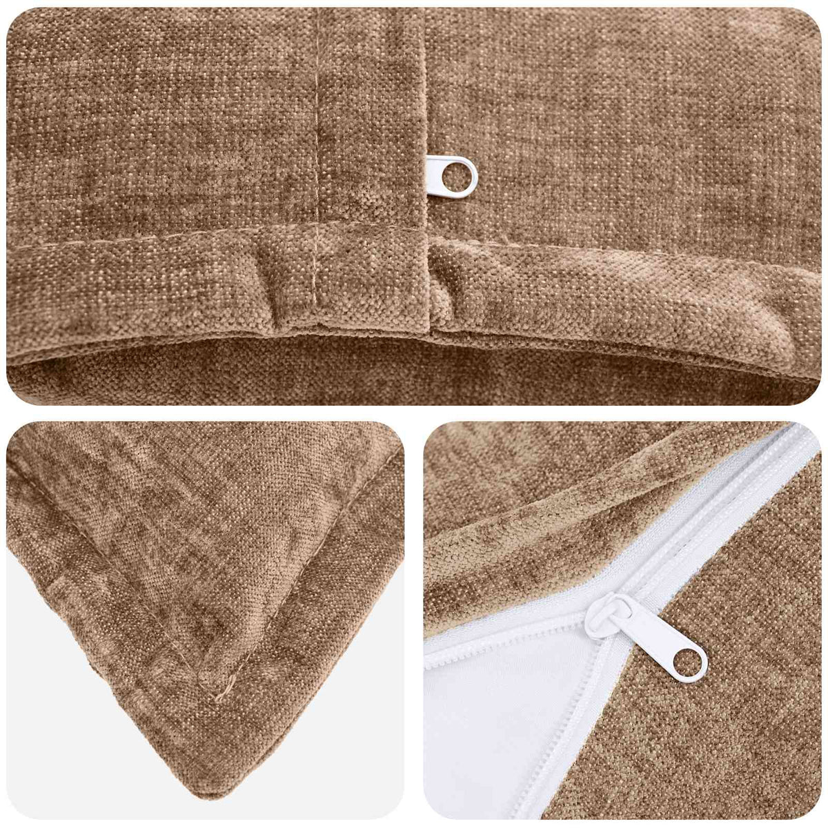 Cushion Cover 6 pcs HOUTEN Brown 70 x 70 cm Chenille Fabric