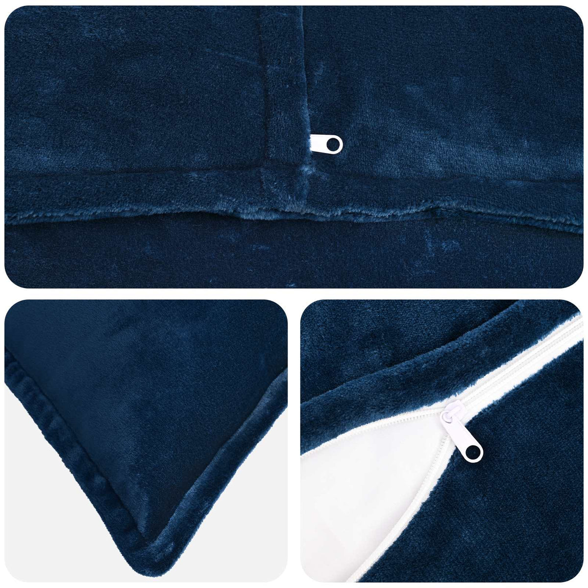 Cushion Cover 6 pcs HOUTEN Navy Blue 70 x 70 cm Flannel