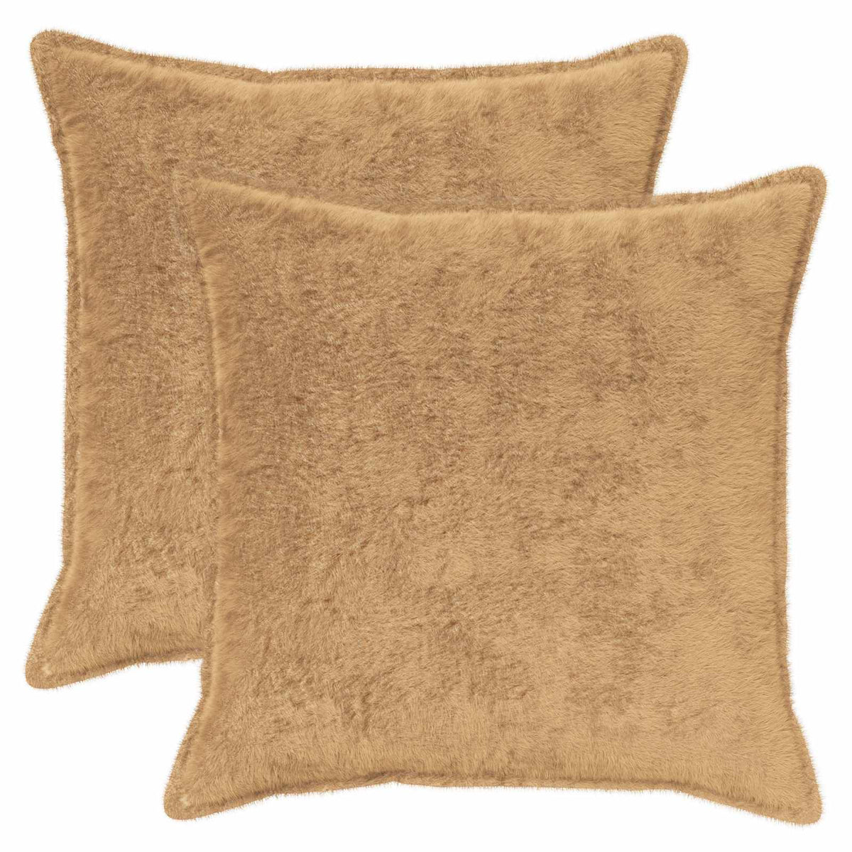 Cushion Cover 2 pcs HOUTEN Taupe 70 x 70 cm Faux Rabbit Fur
