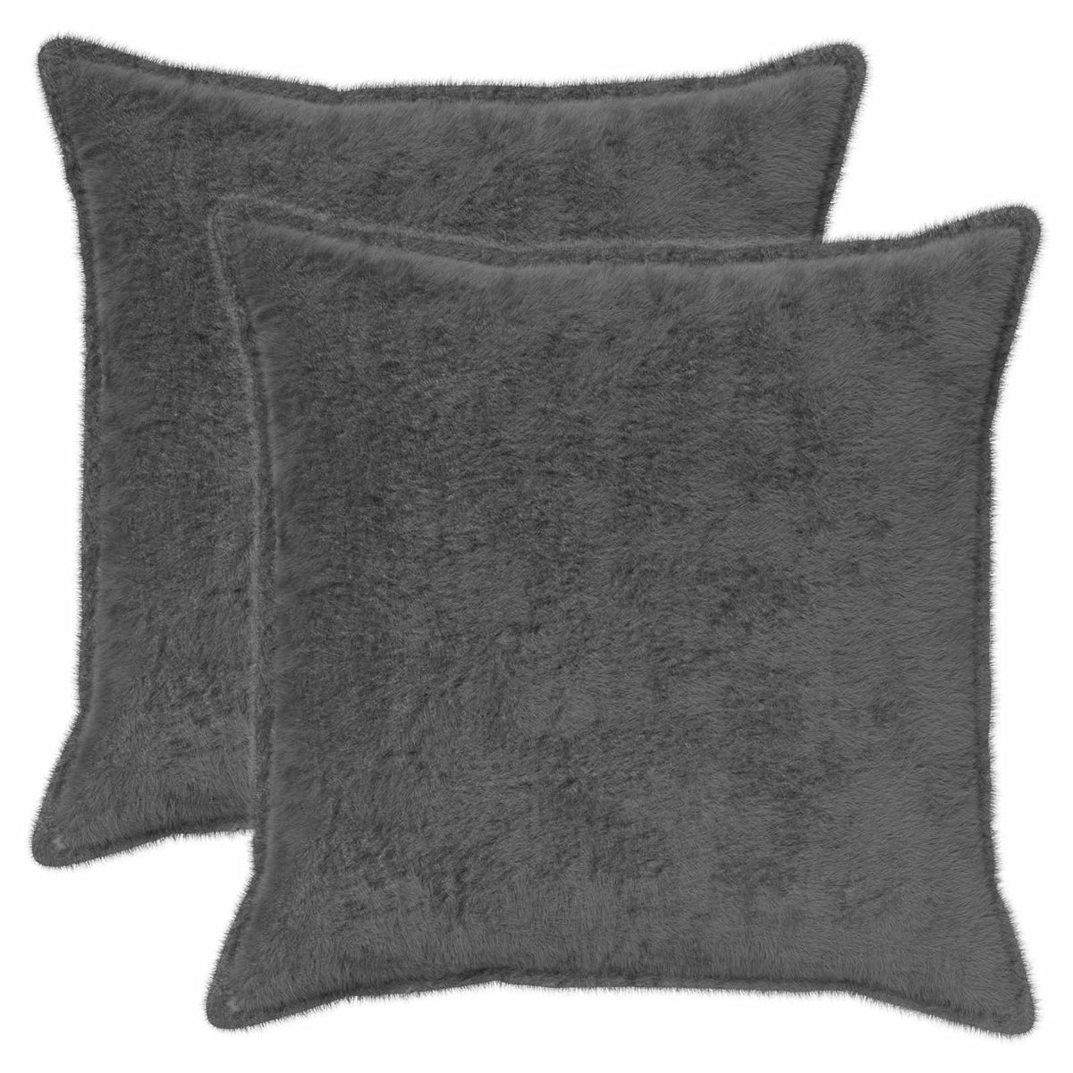 Cushion Cover 2 pcs HOUTEN Dark Grey 70 x 70 cm Faux Rabbit Fur