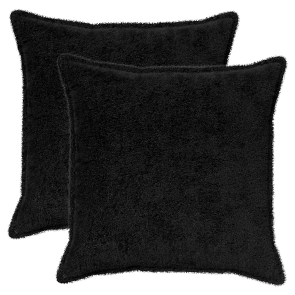 Cushion Cover 2 pcs HOUTEN Black 70 x 70 cm Faux Rabbit Fur