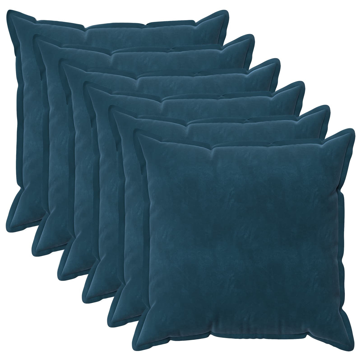 Cushion Cover 6 pcs HOUTEN Blue 80 x 80 cm Velvet