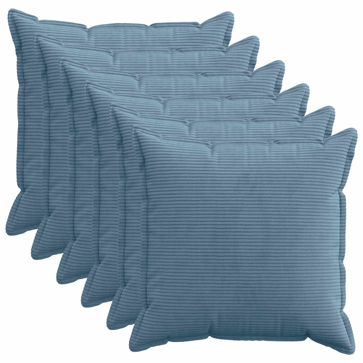 Cushion Cover 6 pcs HOUTEN Blue 80 x 80 cm Corduroy