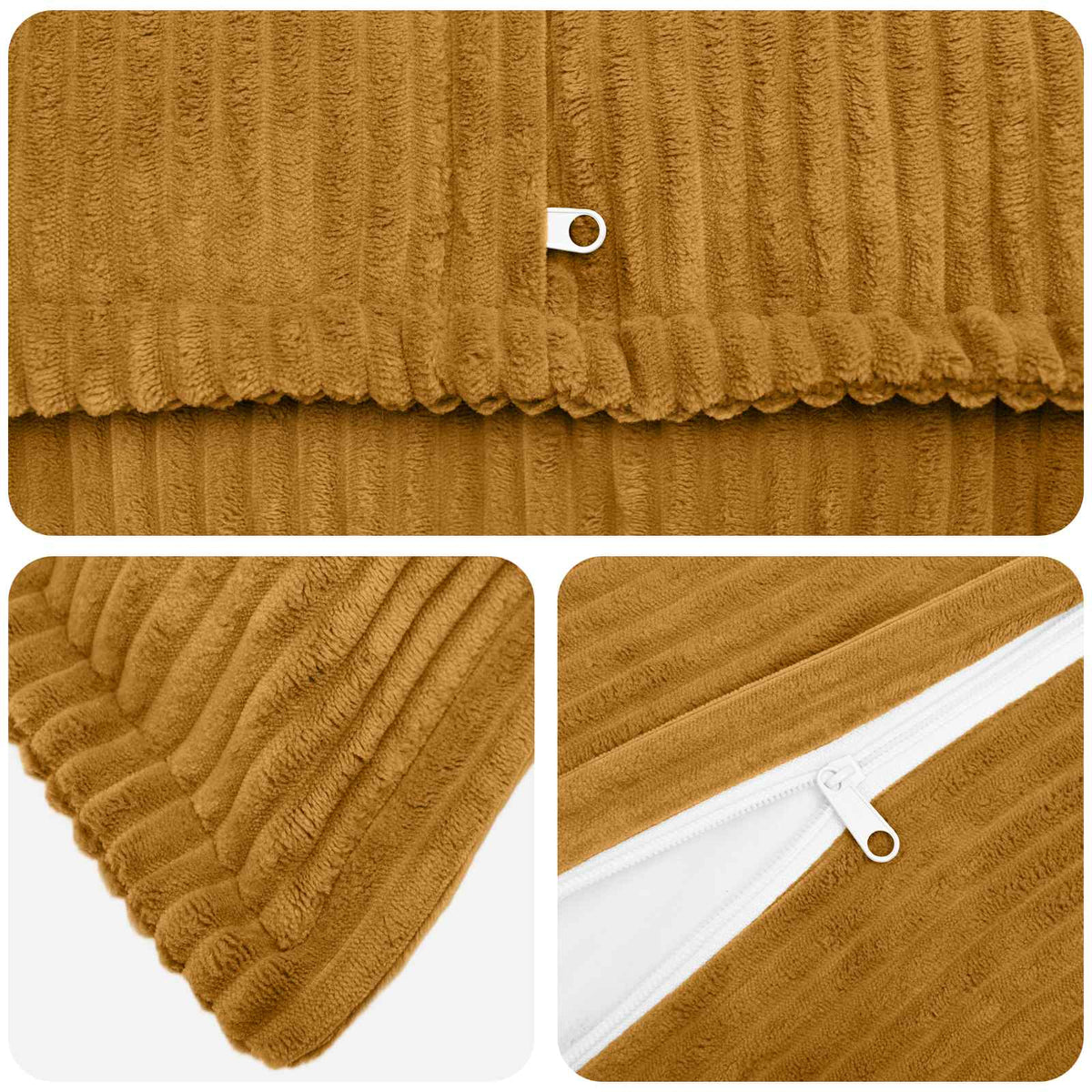 Cushion Cover 6 pcs HOUTEN Yellow 80 x 80 cm Corduroy
