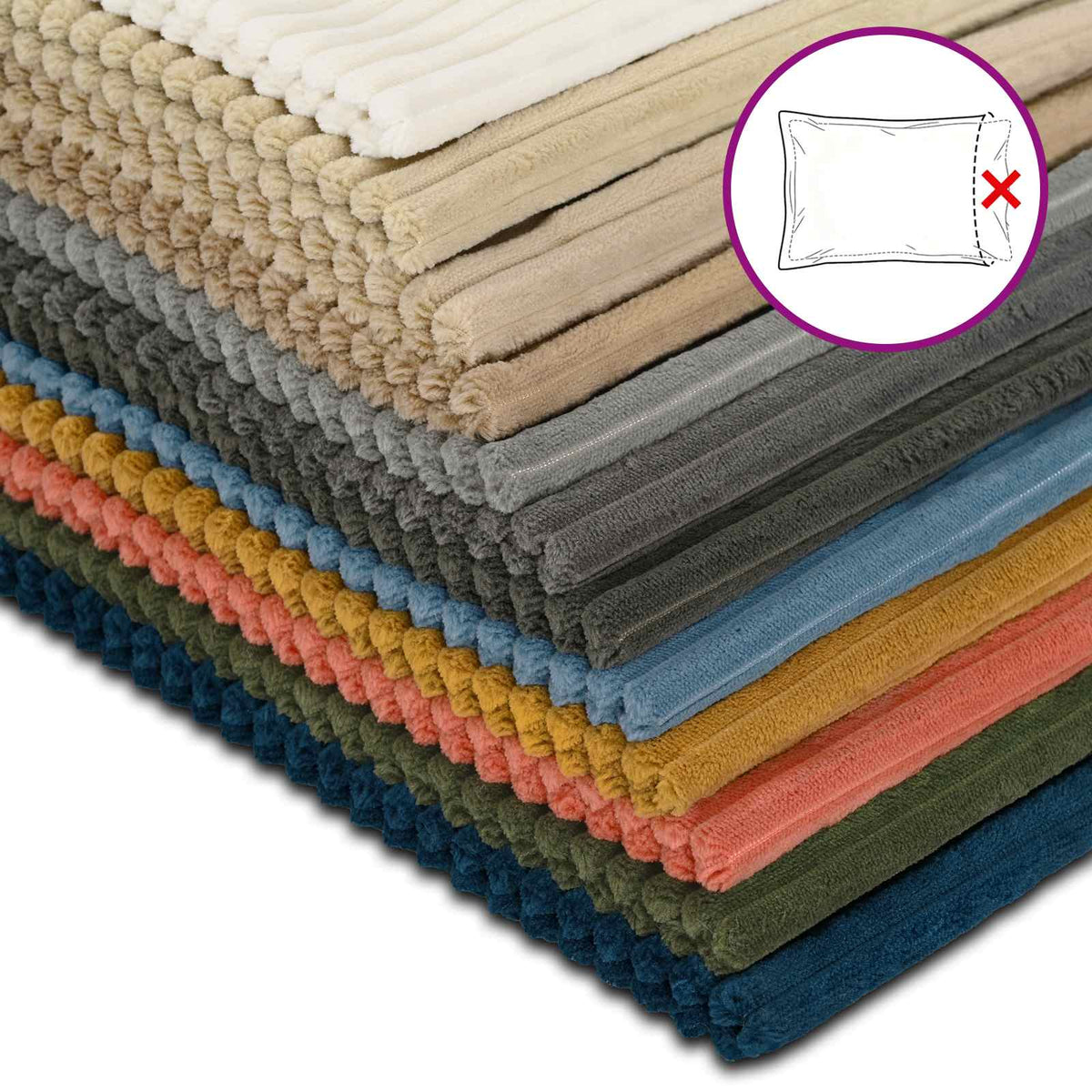 Cushion Cover 6 pcs HOUTEN Yellow 80 x 80 cm Corduroy
