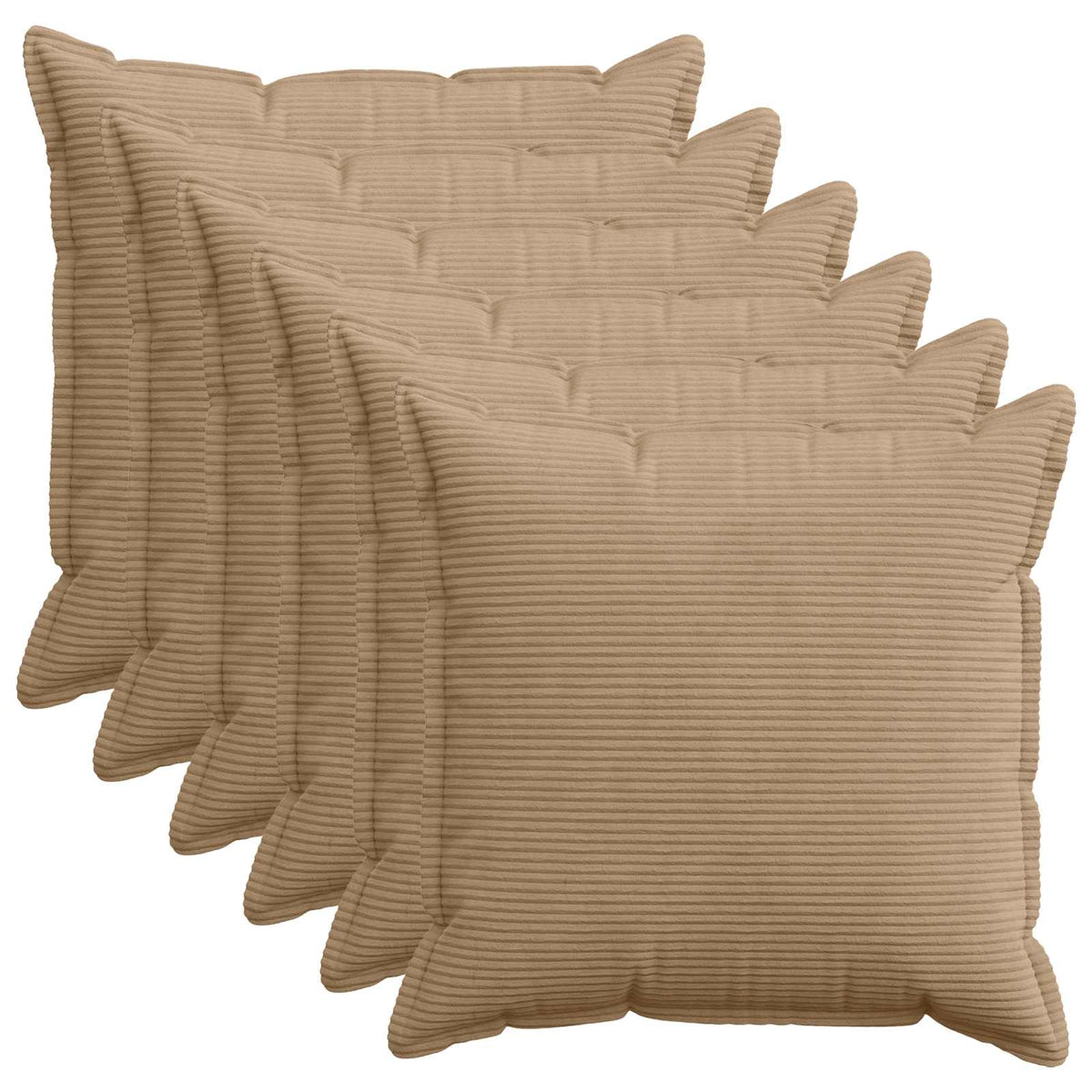 Cushion Cover 6 pcs HOUTEN Brown 80 x 80 cm Corduroy