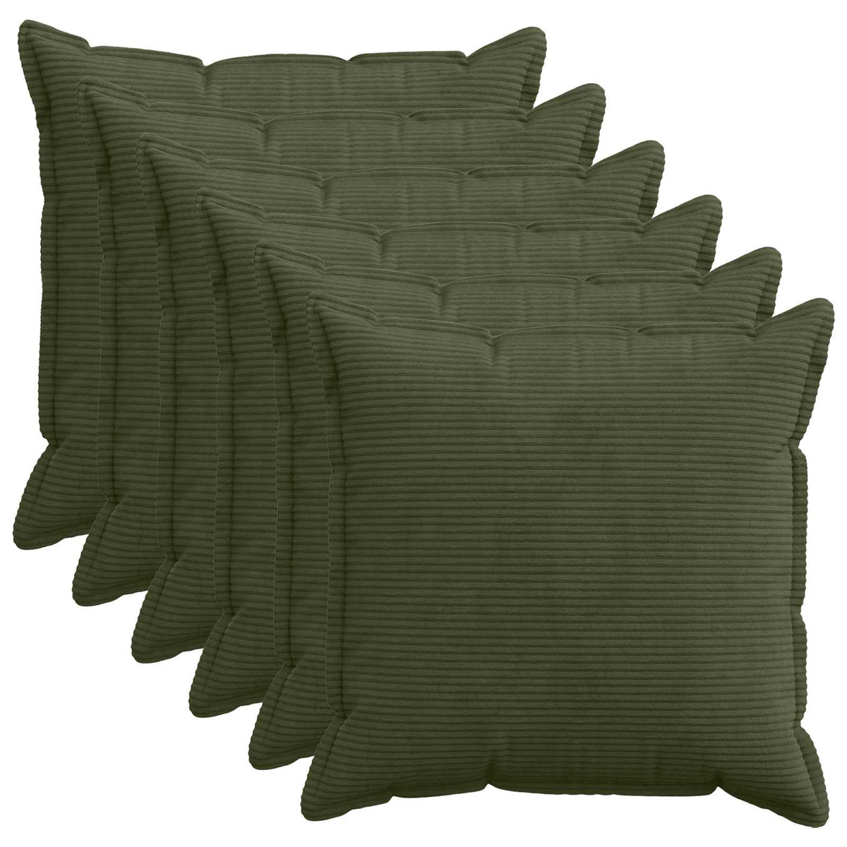 Cushion Cover 6 pcs HOUTEN Green 80 x 80 cm Corduroy