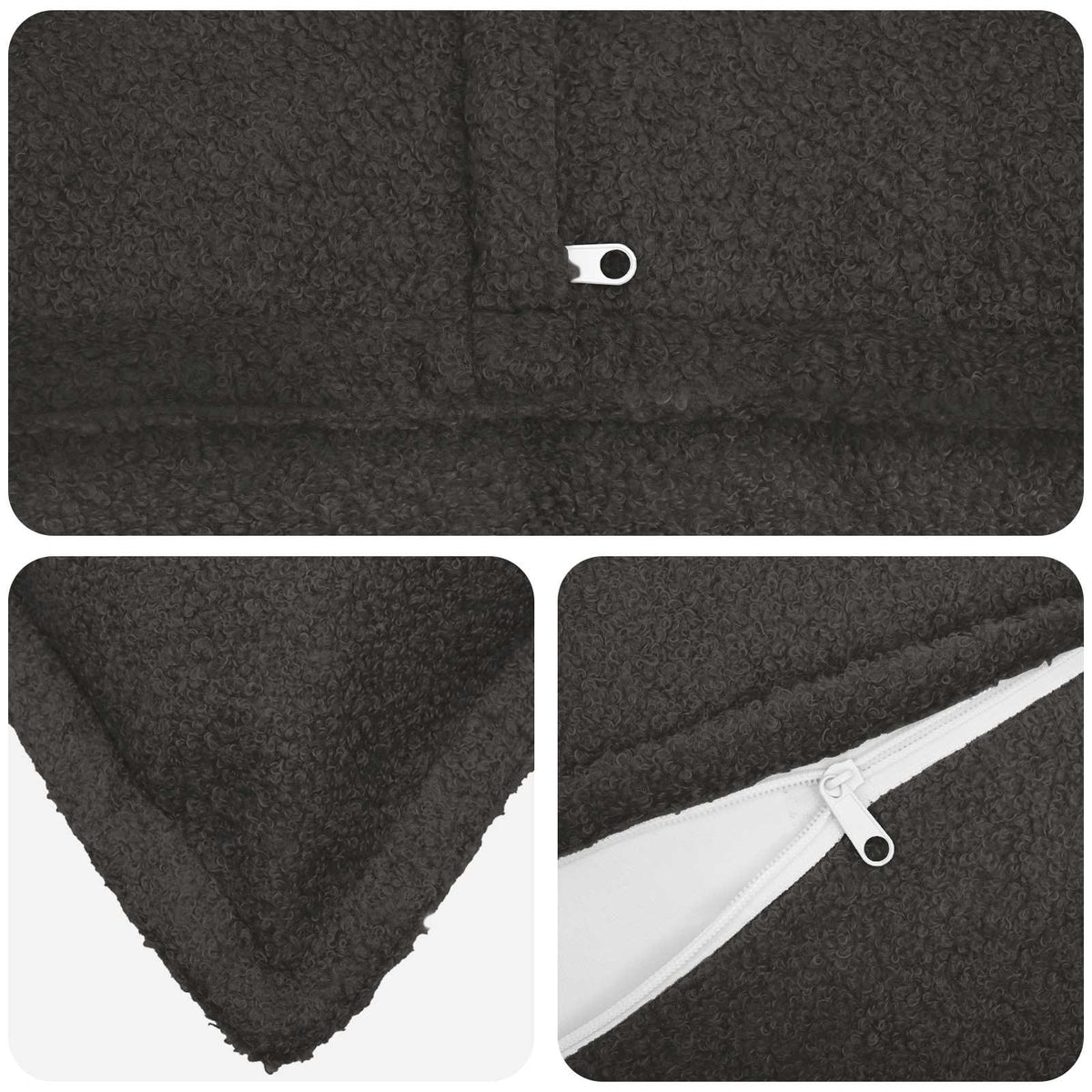 Cushion Cover 2 pcs HOUTEN Dark Grey 80 x 80 cm Bouclé