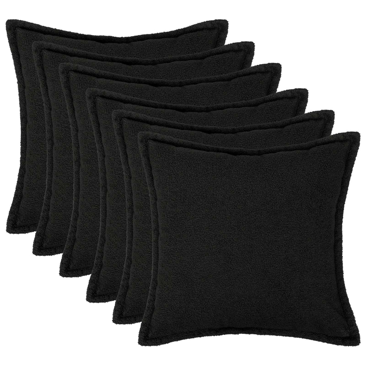 Cushion Cover 6 pcs HOUTEN Black 80 x 80 cm Bouclé